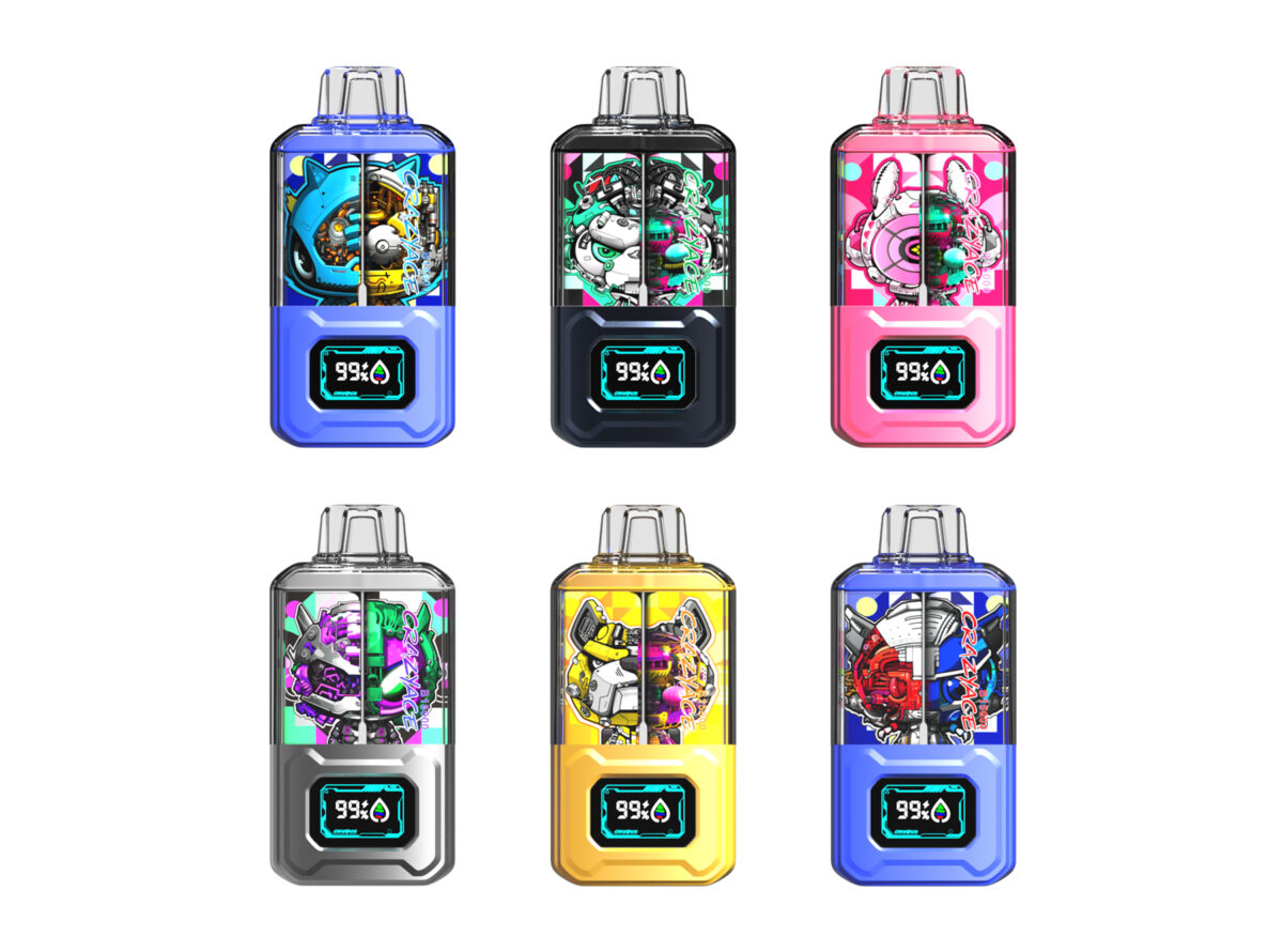 Crazy Ace B15000 Dual Tank Disposable Vape with 20ml Pre-Filled E-Liquid and Upgraded Display Screen