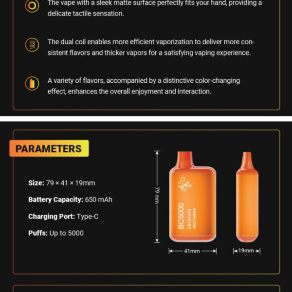 EBCREATE BC5000 Thermal Edition Color-Changing Disposable Vape with 9.5ml Pre-Filled E-Liquid and Rechargeable Battery