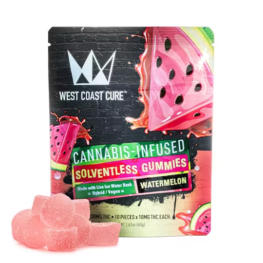 Watermelon Flavored Solventless Gummies – 10x 10mg/gummy