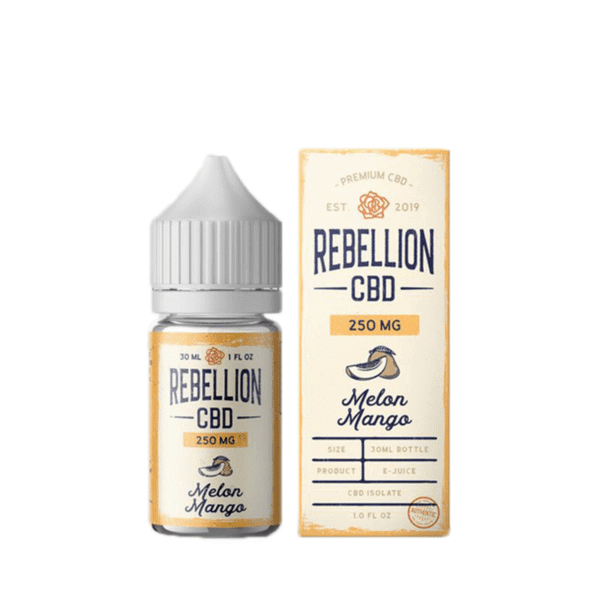 Rebellion CBD Melon Mango Isolate CBD Oil Tincture 30ml – 250mg CBD, THC-Free, Designed for Sub-ohm Vaping, Tropical Flavors, cGMP Certified