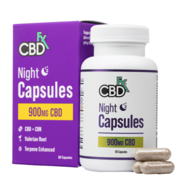 CBDfx CBD + CBN Night Capsules For Sleep 60 Count – Vegan & Gluten-Free Broad Spectrum CBD Capsules