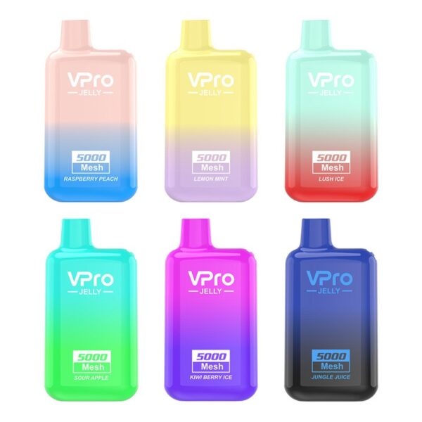 VPro New Jelly 5000 Puff Disposable Vape with 16ml E-Liquid and Gradient Design