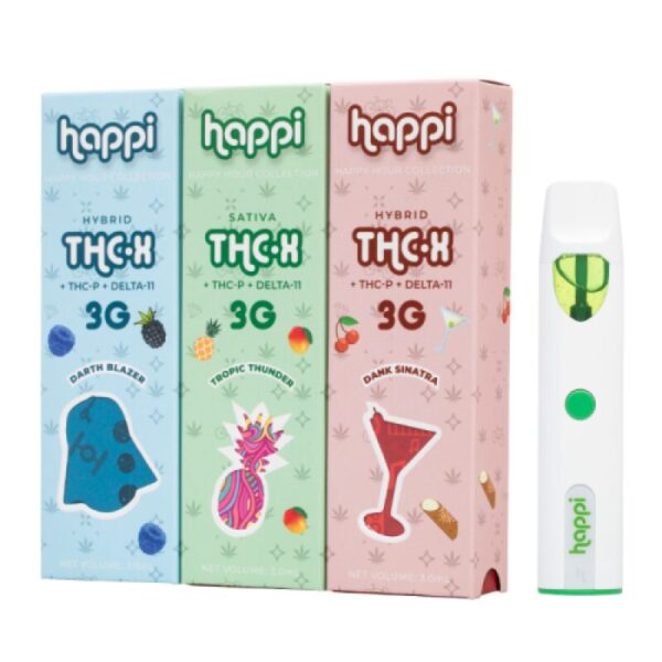 Happi THC-X 3G Disposable Vape: 3000mg Blend with Ceramic Coil, Rechargeable – Lab-Tested, Rich Flavor Burst