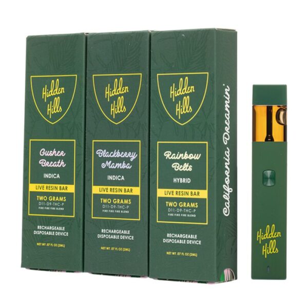 Hidden Hills Live Resin Disposable Vape: 2G THC Blend, Button-Activated – Fast-Acting Relief and Adventure Ready