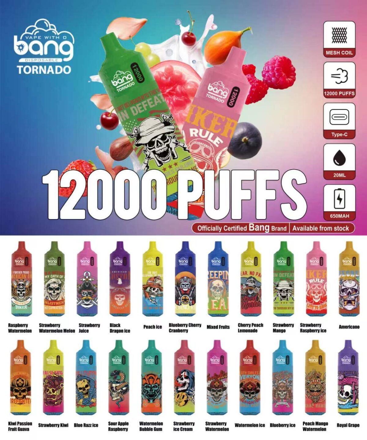 Bang Tornado 12000 12000 Puff Disposable Vape Wholesale