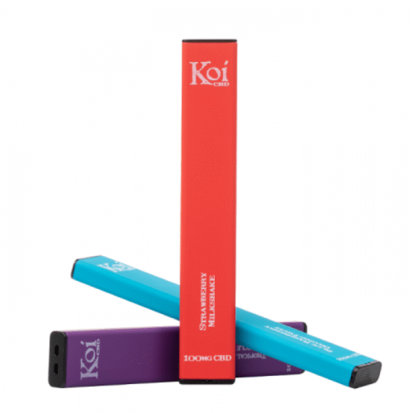 KOI CBD Disposable: 100mg CBD Isolate, 1.3ml Prefilled – 280mAh Battery, 200-300 Puffs, Available in Tropical Popsicle, Strawberry Milkshake, Blue Raspberry Dragon Fruit