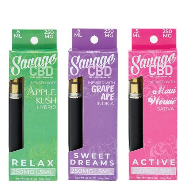 Savage CBD Disposable Vape Pen 250mg – Full Spectrum Hemp with Terpenes, Vegan Ingredients, Travel-Friendly