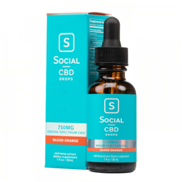 Social CBD Blood Orange Broad Spectrum Oil Drops – 30ml, THC-Free, Natural Flavor, Vegan