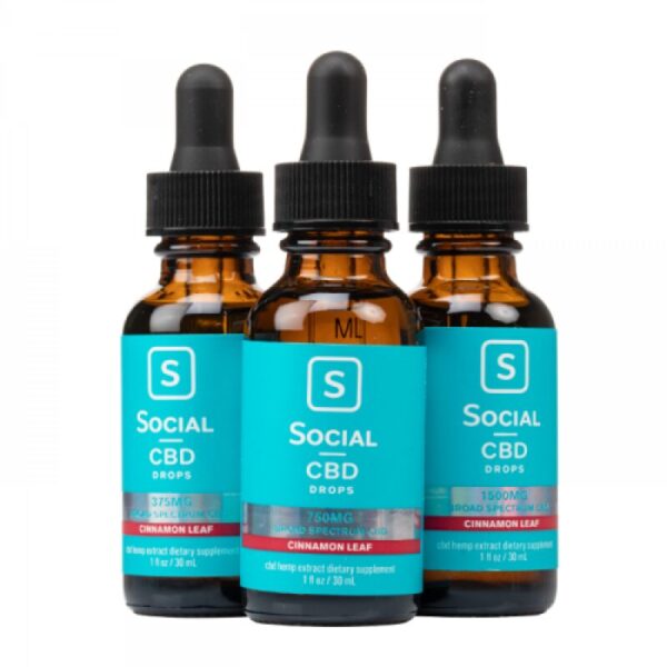 Social CBD Cinnamon Leaf Oil Drops – Broad Spectrum, THC-Free, Natural Flavor, Vegan, Gluten-Free
