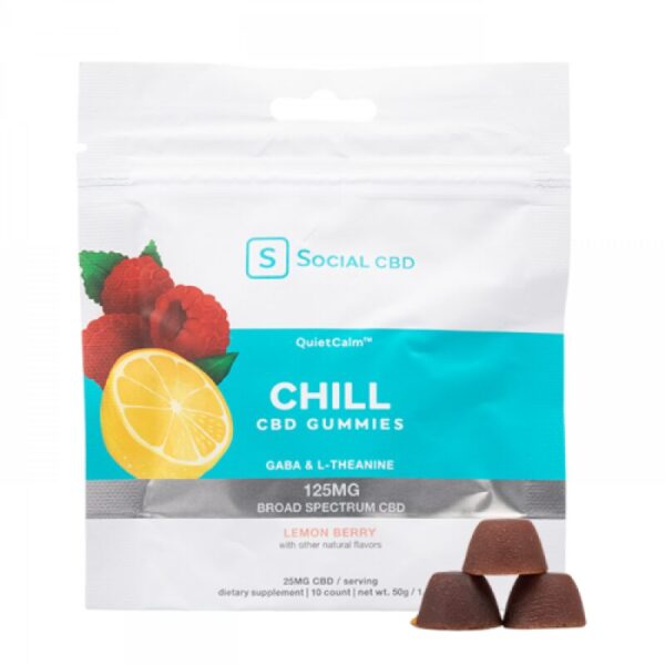 Social CBD Lemon Berry Chill Gummies – 25mg Broad Spectrum CBD with Natural Flavors, Vegan, Gluten-Free