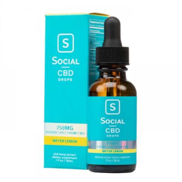 Social CBD Meyer Lemon Broad Spectrum Oil Drops – 30ml, THC-Free, Natural Flavor, Vegan