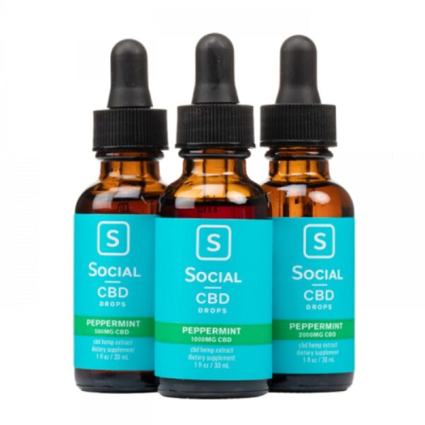 Social CBD Peppermint Isolate Oil Drops – 30ml Pure CBD, THC-Free, Infused with Peppermint, Vegan