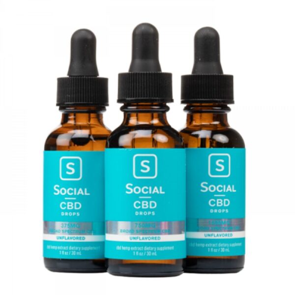 Social CBD Unflavored Oil Drops – 30ml Broad Spectrum, THC-Free, Vegan, Natural Hemp Extract