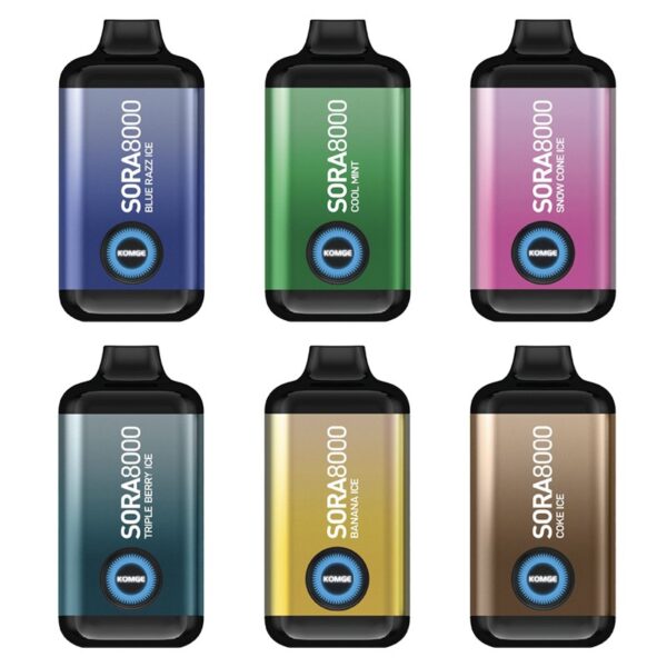 Sora 8000 Long-Lasting Disposable Vape with 16ml Pre-Filled E-Liquid and Stylish Design