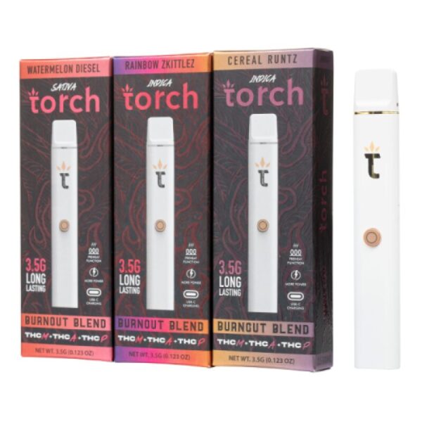 Torch Burnout Blend Disposable Vape – 3.5g THC, USB Type-C Rechargeable, Ceramic Coil, Below 0.3% Delta-9 THC