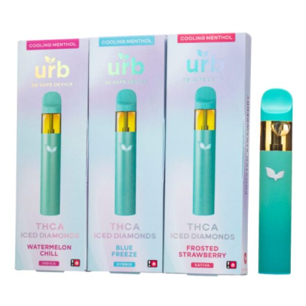 URB THCA Iced Diamonds Disposable Vape: 3G Live Resin Blend with Ceramic Coil and Rechargeable Battery