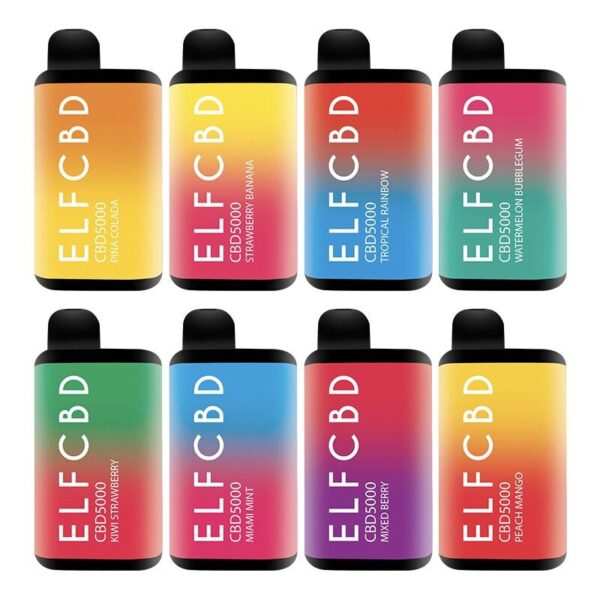 ELF CBD5000 Disposable Vape – 750mg CBD + CBG in 10ml, Zero Nicotine with Rechargeable Battery and Mesh Coil for Anxiety and Pain Relief