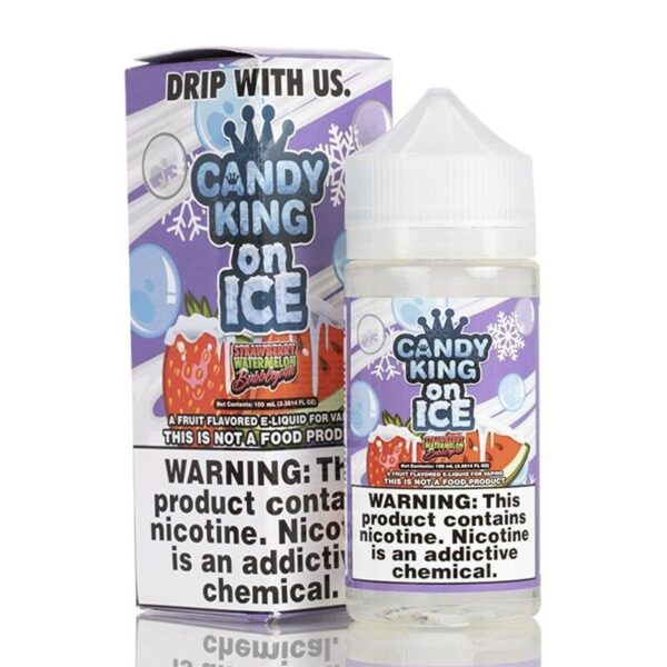 Candy King ICE Strawberry Watermelon Bubblegum E-liquid – 100ml Vape Juice with Strawberry Watermelon Bubblegum & Menthol Flavors