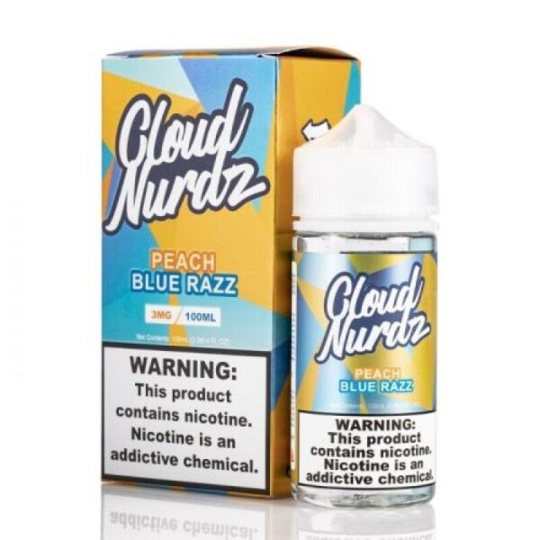 Cloud Nurdz Peach Blue Razz E-Juice 100ml – Sweet Juicy Peach and Tart Raspberry Flavor Vape Juice