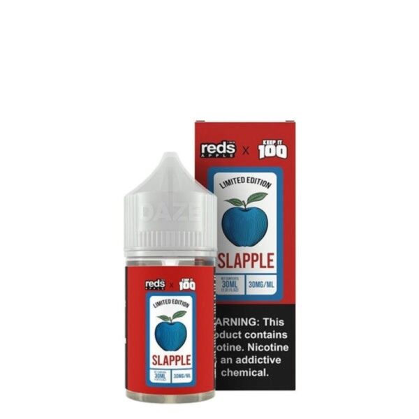 7 Daze Reds x Keep It 100 Salts Series Slapple Nic Salt E-Juice 30ml – Blue Raspberry & Crisp Apple Candy Flavor E-Liquid