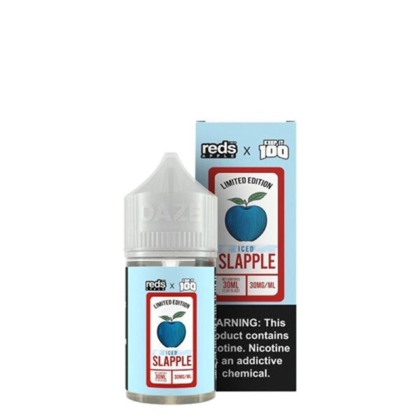 7 Daze Reds x Keep It 100 Salts Series Slapple ICED Nic Salt E-Juice 30ml – Blue Raspberry, Crisp Apple & Icy Menthol Flavor E-Liquid
