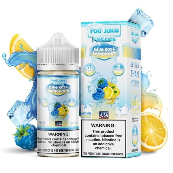 Pod Juice Blue Razz Lemonade Freeze E-Juice 100ml – Refreshing Blue Raspberry and Lemonade with a Menthol Kick