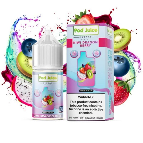 PJ5000 Series Kiwi Dragon Berry Nic Salt E-Juice by Pod Juice 30ml – Exotic Blend of Kiwi, Dragonfruit, and Berry, High Nicotine Options Available