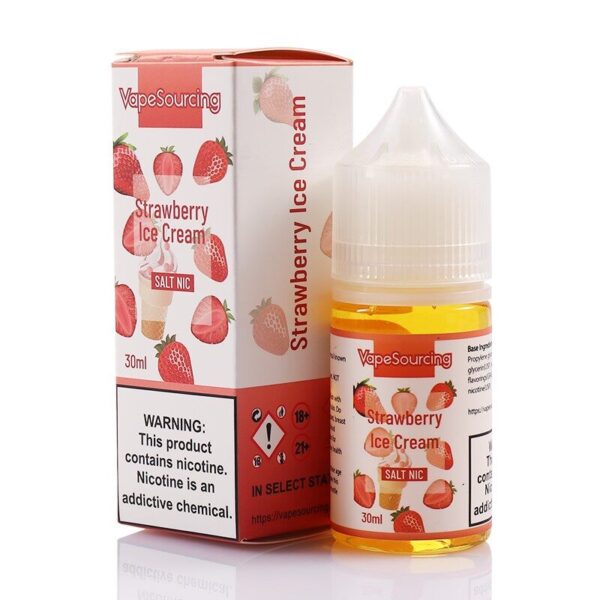 Vapesourcing Salt Series Strawberry Ice Cream 30ml E-Juice | Juicy Strawberry & Creamy Ice Cream Blend