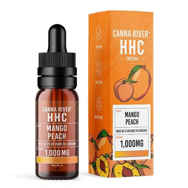Canna River Mango Peach Flavor HHC Tincture 1000mg | Plant-Based | Alcohol-Free | Sugar-Free | Third Party Tested