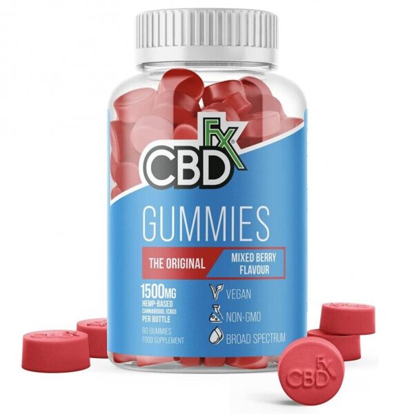CBDfx CBD Gummies Mixed Berry 60 Count – Vegan & Gluten-Free Broad Spectrum CBD Edibles
