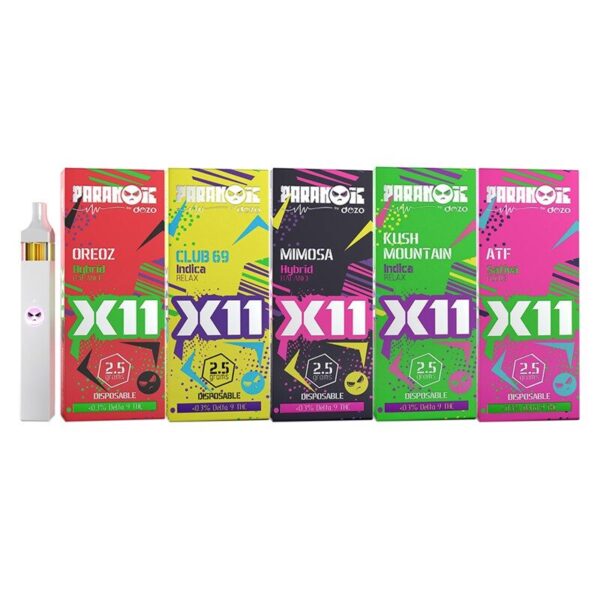 Dozo Paranoic X11 Live Resin Pre-Heat Disposable Vape 2.5G – X11, HHC, THC-P, THC-JD Blend with Type-C Charging and Rechargeable Battery