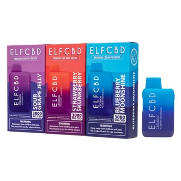 ELF THC CBD3000 3G Disposable Vape – 3000mg CBD Blend with CBG and Terpenes, 3000 Puffs, Rechargeable 380mAh Battery, Type-C Charging