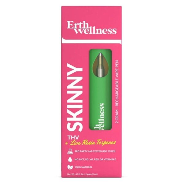 Erth Wellness Skinny CBD Blend Disposable Vape 2G – 2000mg CBD, Appetite Suppressing Blend, Rechargeable, Dual Airflow, 1.2ohm Coil, <0.3% THC
