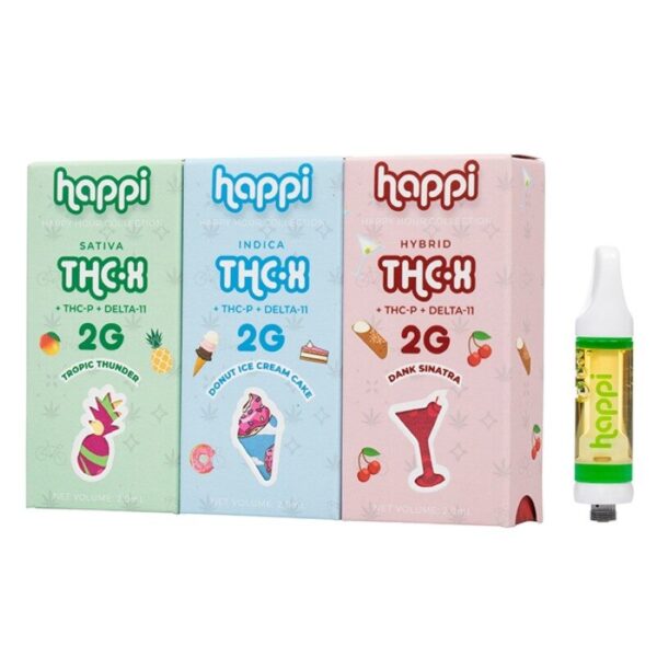 Happi THC-X Cartridge: 2G Blended THC, 510 Thread, Lab-Tested – Mood Elevating Flavors, Made in USA