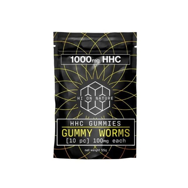 Hi On Nature Gummy Worms HHC Gummies: 1000mg Per Bag, Sour Neon Worms – Premium Hemp Derived, Made in USA
