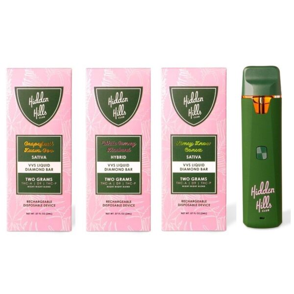 Hidden Hills VVS Liquid Diamond Bar Disposable Vape: 2G THC Blend, Button-Activated, Dual Air Chambers – Pure and Potent