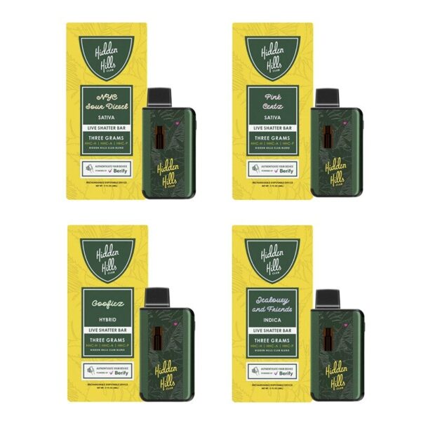 Hidden Hills Live Shatter HHC Blend Disposable Vape: 3G HHC, Button-Activated with Preheat Function – Flavorful and Safe