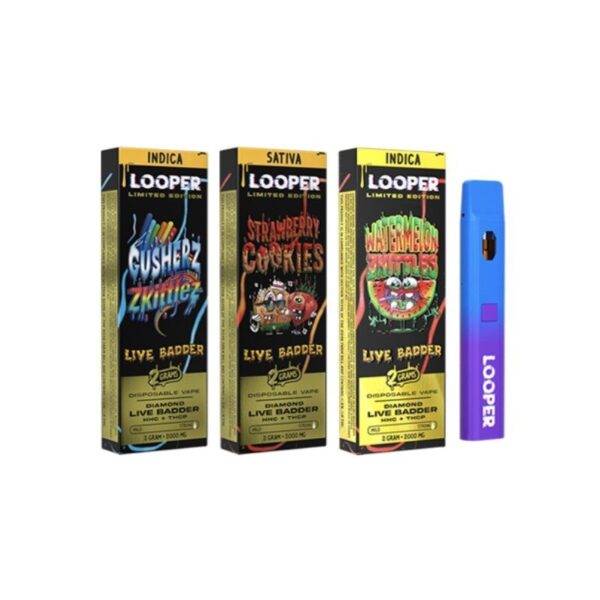 Looper Live Badder Disposable Vape – 2g THC and HHC Blend, Type-C Charging, LED Battery Indicator, Lab Tested