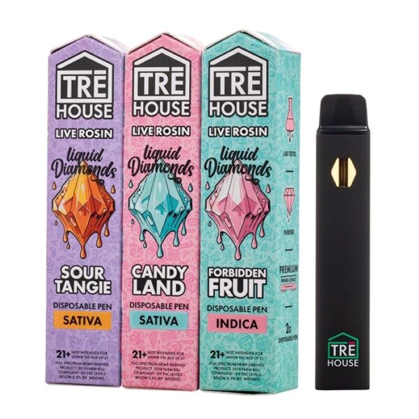 Tre House Live Rosin Liquid Diamonds Disposable Vape – 2g, Type-C Rechargeable, Button-Activated, Third-Party Lab Tested