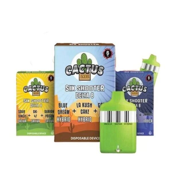 Cactus Labs Six Shooter HHC Disposable Vape: Triple Strain, 6-Gram Cannabinoid Blend with Rechargeable Function