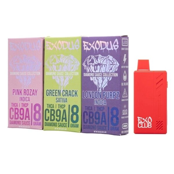 Exodus Diamond Sauce 8G High-Capacity Disposable Vape – Rechargeable THC Blend with Digital Display