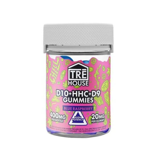 TRE House Delta 10 Blue Raspberry Gummies – D10:D9 Blend for Euphoric Sensation