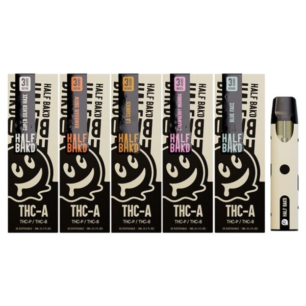 Half Bakd 3G THC Blend Disposable Vape – Ergonomic with Pre-Heat Function and Oil Viewing Window