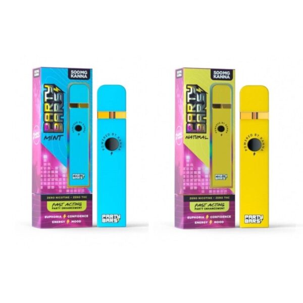 Party Bars Kanna Disposable Vape: 500mg Euphoria & Energy Boost, Nicotine-Free with Rechargeable Battery