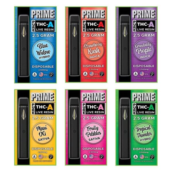 Prime Pure THC-A Live Resin Disposable Vape: 2500mg High-Purity Extract with Ceramic Coil & Rechargeable Battery