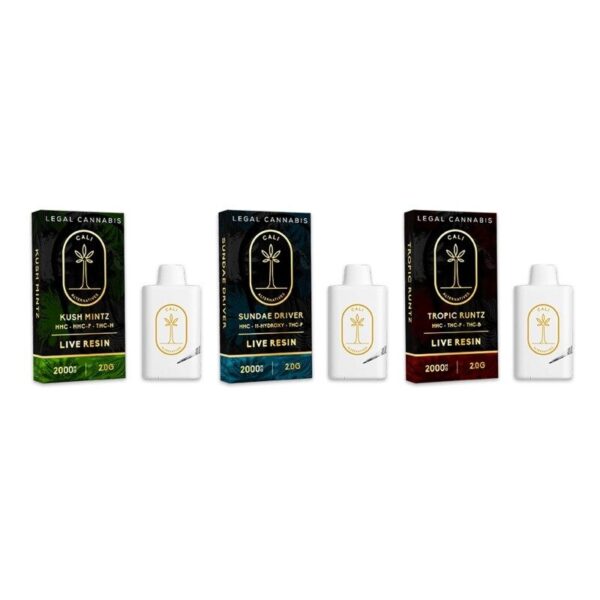 Cali Alternatives Live Resin HHC Blend Disposable Vape: 2000mg Enhanced Cannabinoid Mix in Three Flavors with Ceramic Coil
